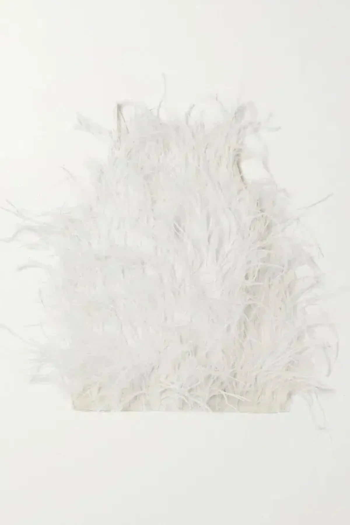 Cult Gaia Joey Open back Feather Embellished Crepe Top White Size UK 12 - Image 4