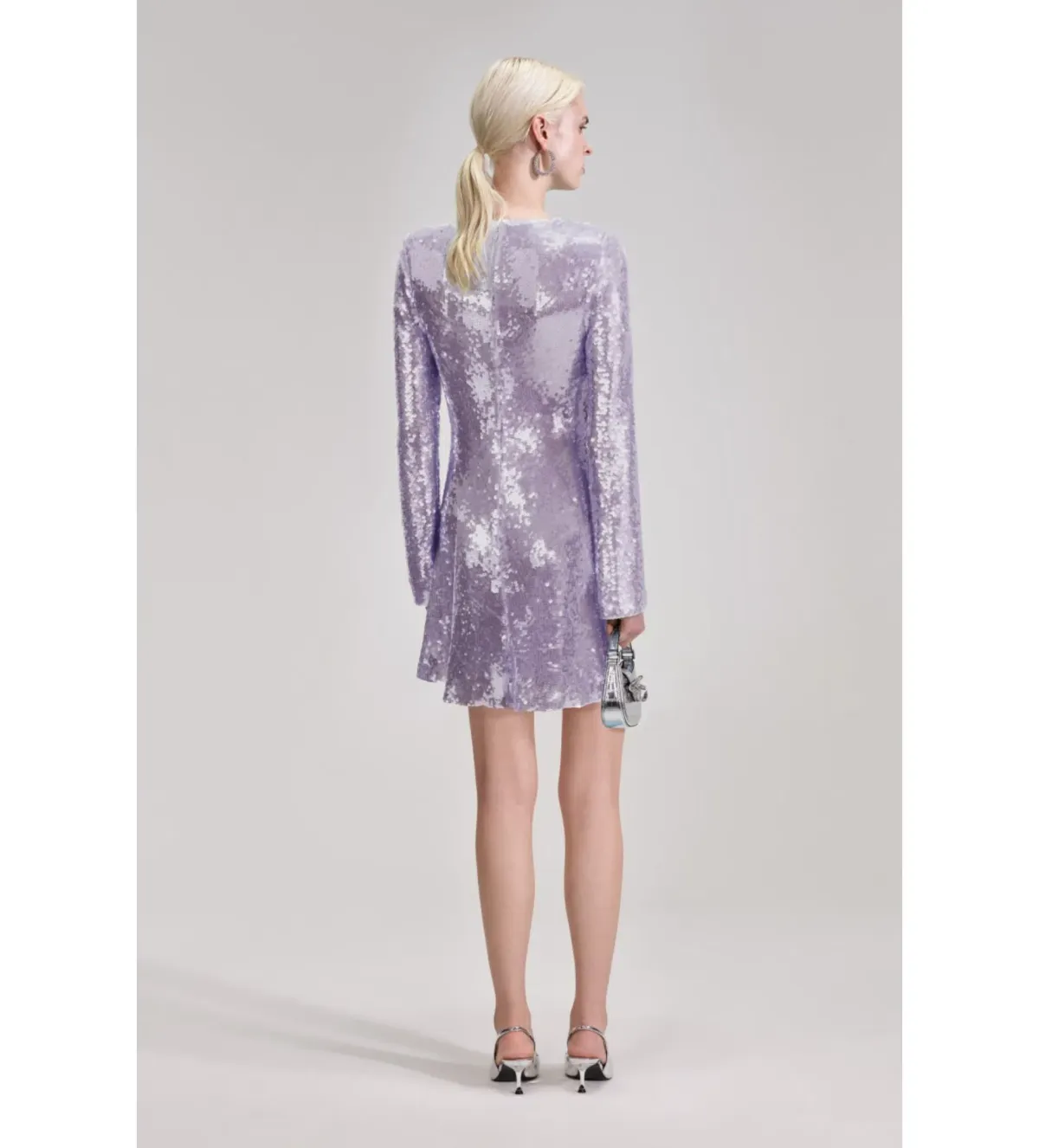 Self-Portrait Rent Lilac Sequin Mini Dress Size 12  - Image 2