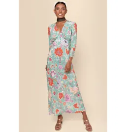 Rixo Selma Dress Mint Peony Flora Size UK 12 for rent on The Volte - image 1