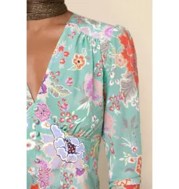 Rixo Selma Dress Mint Peony Flora Size UK 12 for rent on The Volte - image 3