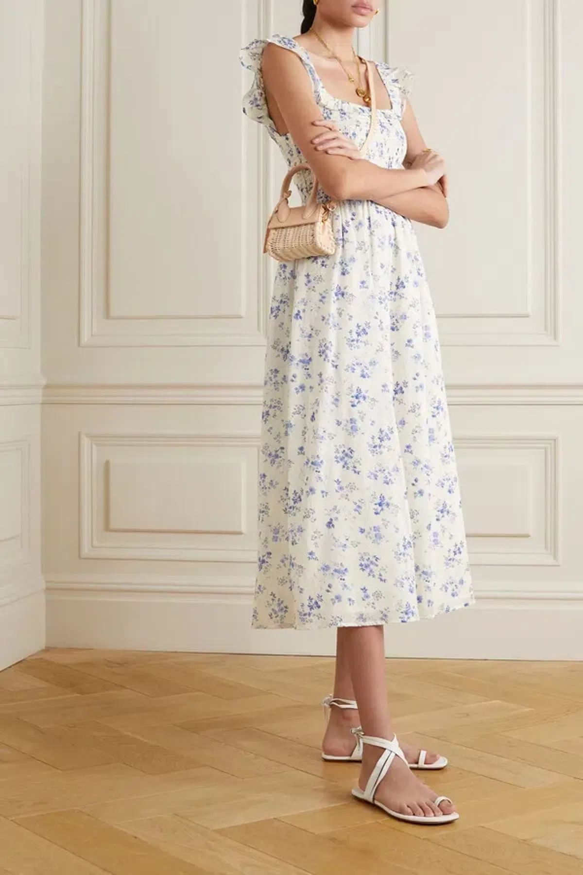 Reformation Noreen Midi Dress Blue Floral Size S / UK 8 - Image 2