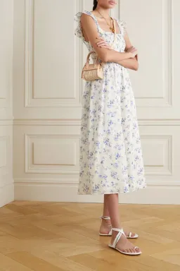 Reformation Noreen Midi Dress Blue Floral Size S / UK 8 for rent on The Volte - image 2