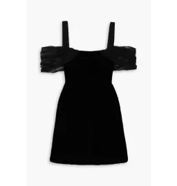 Saloni Rachel Velvet Mini Dress Black Size S / UK 8 for rent on The Volte - image 3