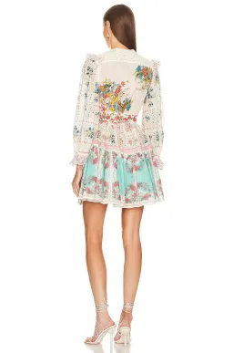 Zimmermann Clover Patched Wrap Lace Mini Dress Patch Painted Floral Size 12 for rent on The Volte - image 3