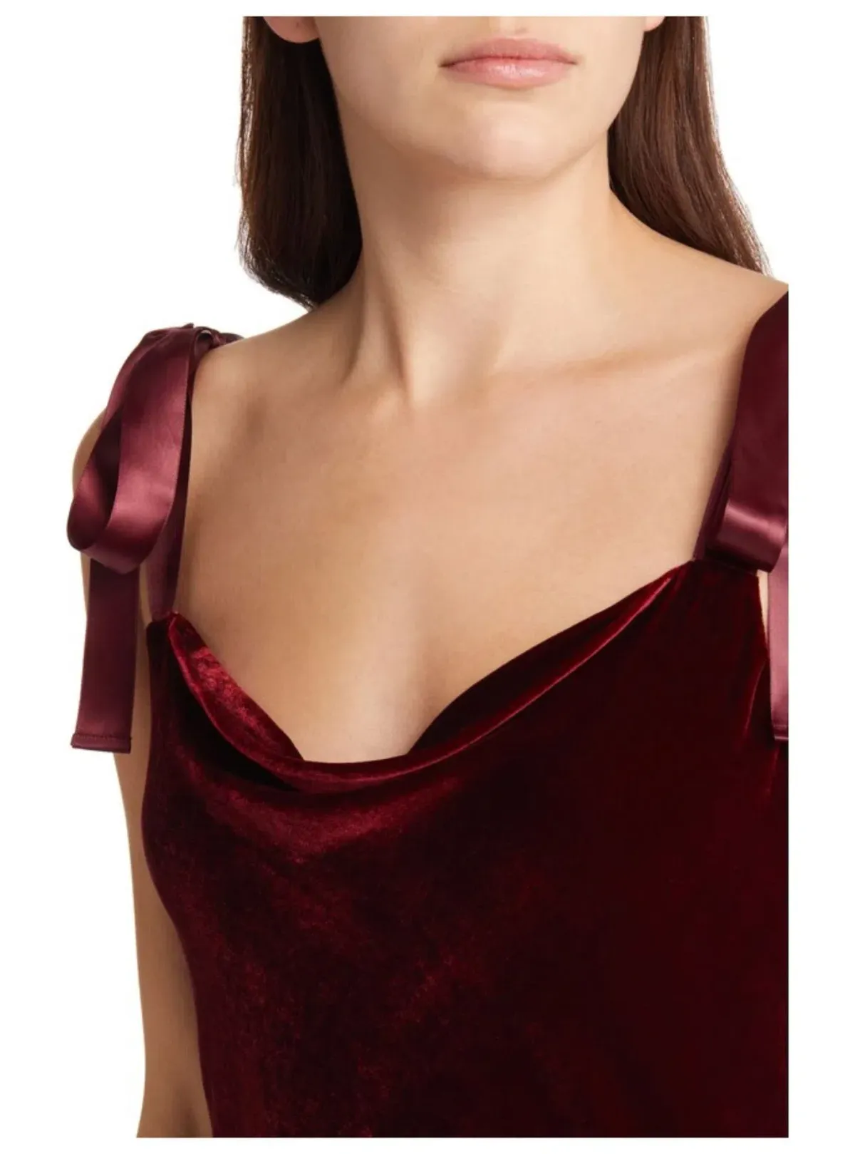 Reformation Nya Velvet Dress Burgundy Size M / UK 10 - Image 4