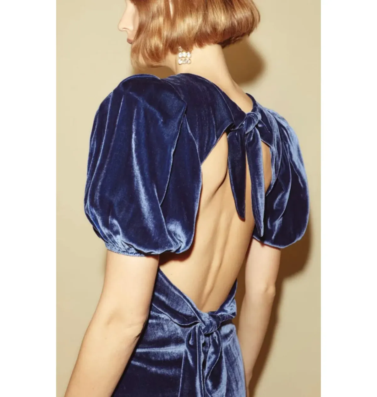 Reformation Livia Velvet Dress Blue Size UK 10 - Image 4