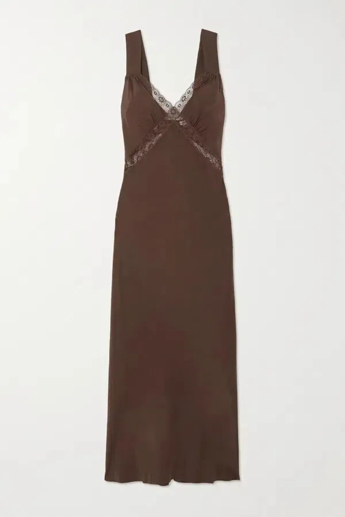 Reformation Provence Silk Midi Dress Cafe Brown Size M / UK 10 - Image 4