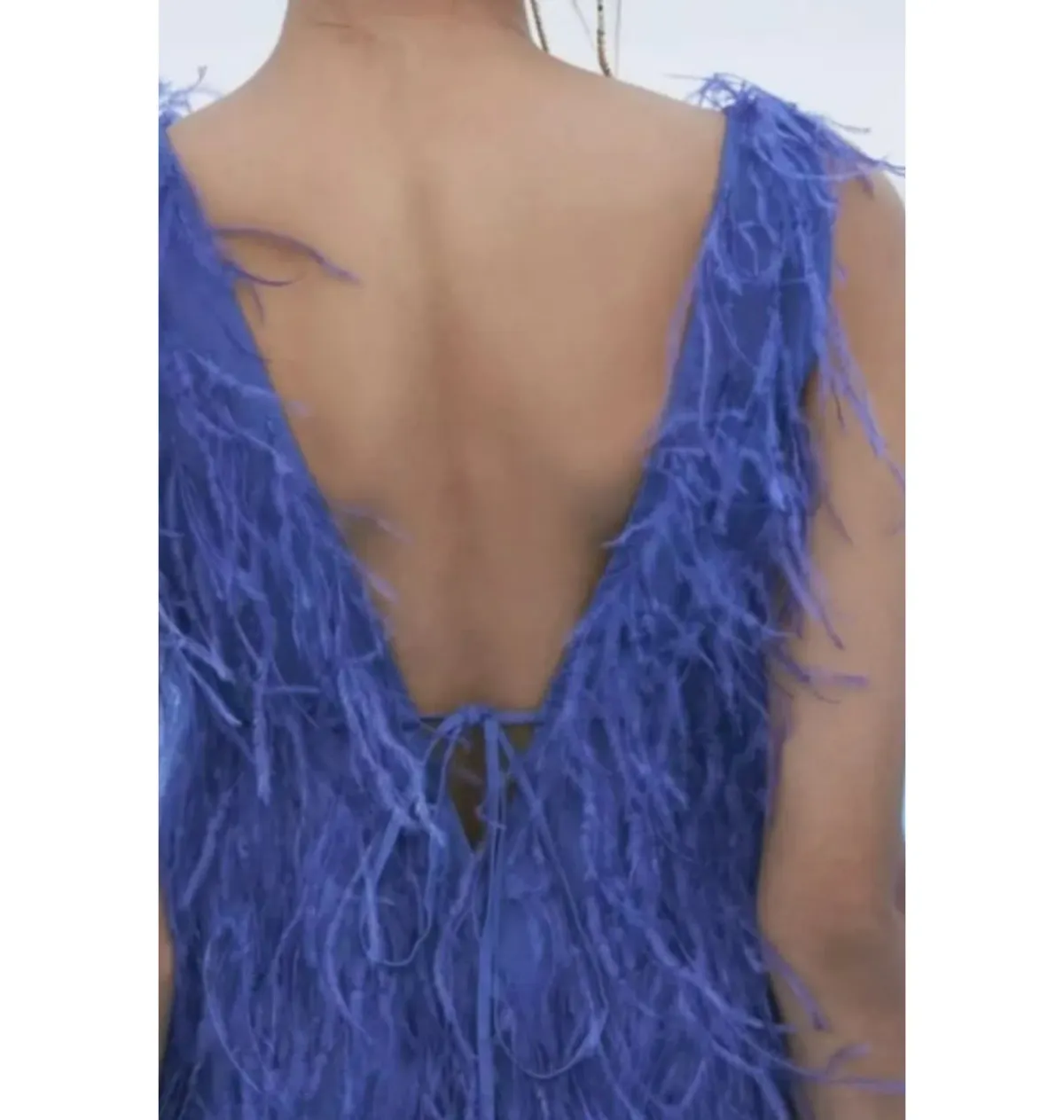 Cult Gaia Ansel Feather Dress Blue Size UK 12 - Image 3