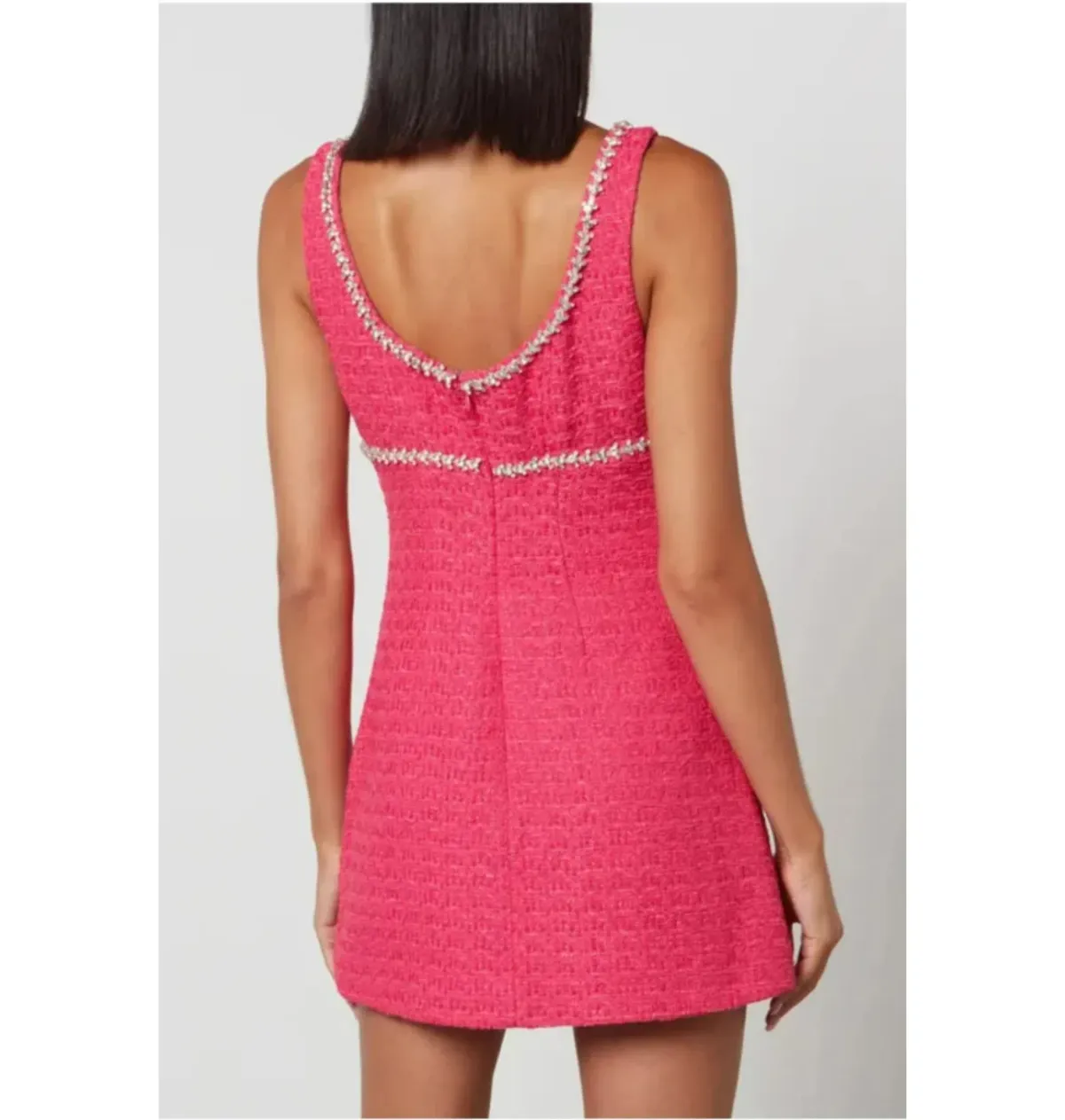 Self Portrait Boucle Mini Dress Hot Pink Size UK 12 - Image 4