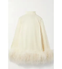 Taller Marmo Gina feather Mini Dress Ivory Size 8 for rent on The Volte - image 4