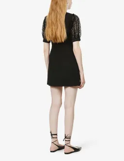 Self Portrait Diamante Bib Front Collared Mini Dress Black Size UK 12 for rent on The Volte - image 3