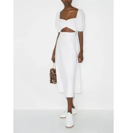 Reformation Pompano Linen Dress White Size UK 12 for rent on The Volte - image 1