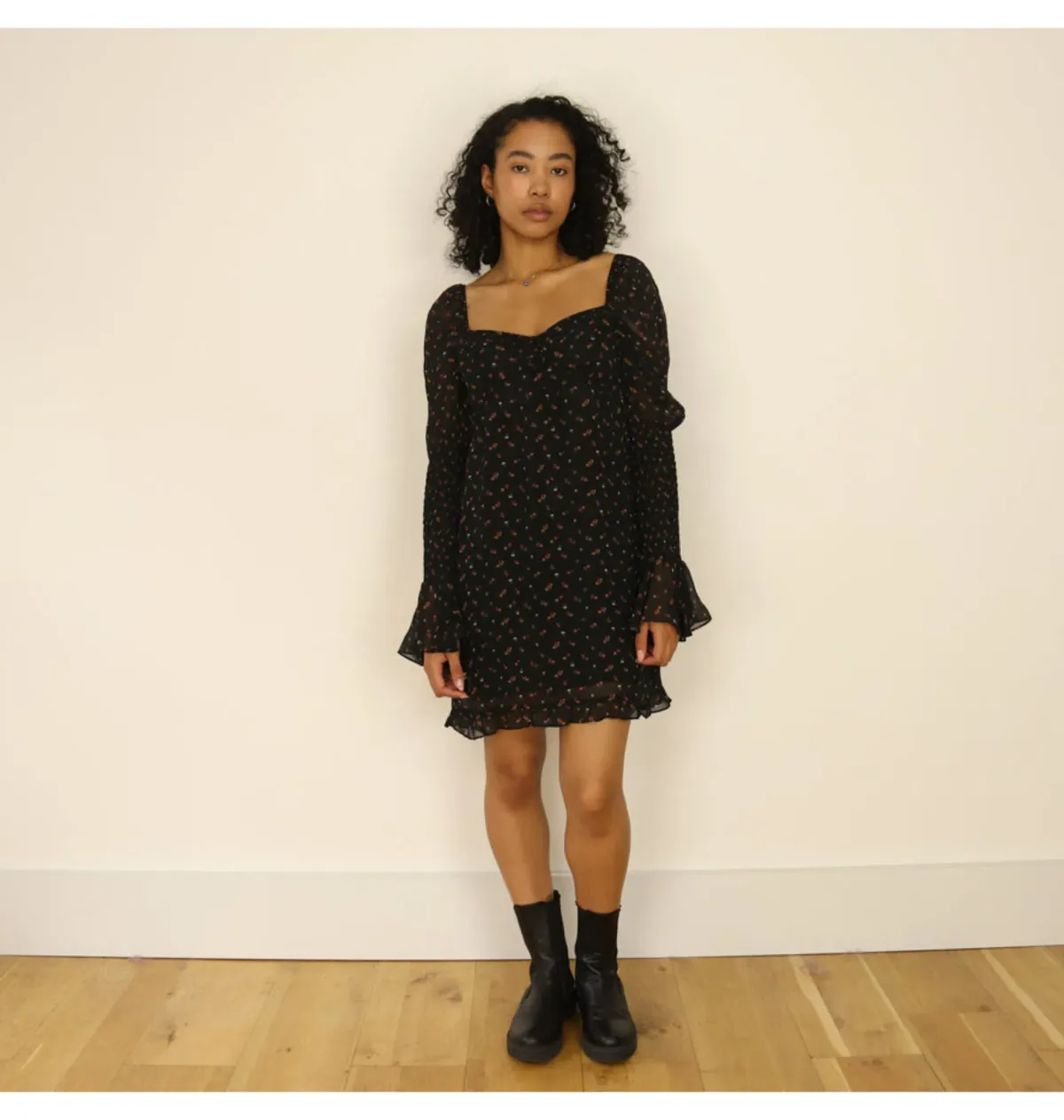 Rat & Boa Cece Dress Black Floral Size UK 12 - Image 1