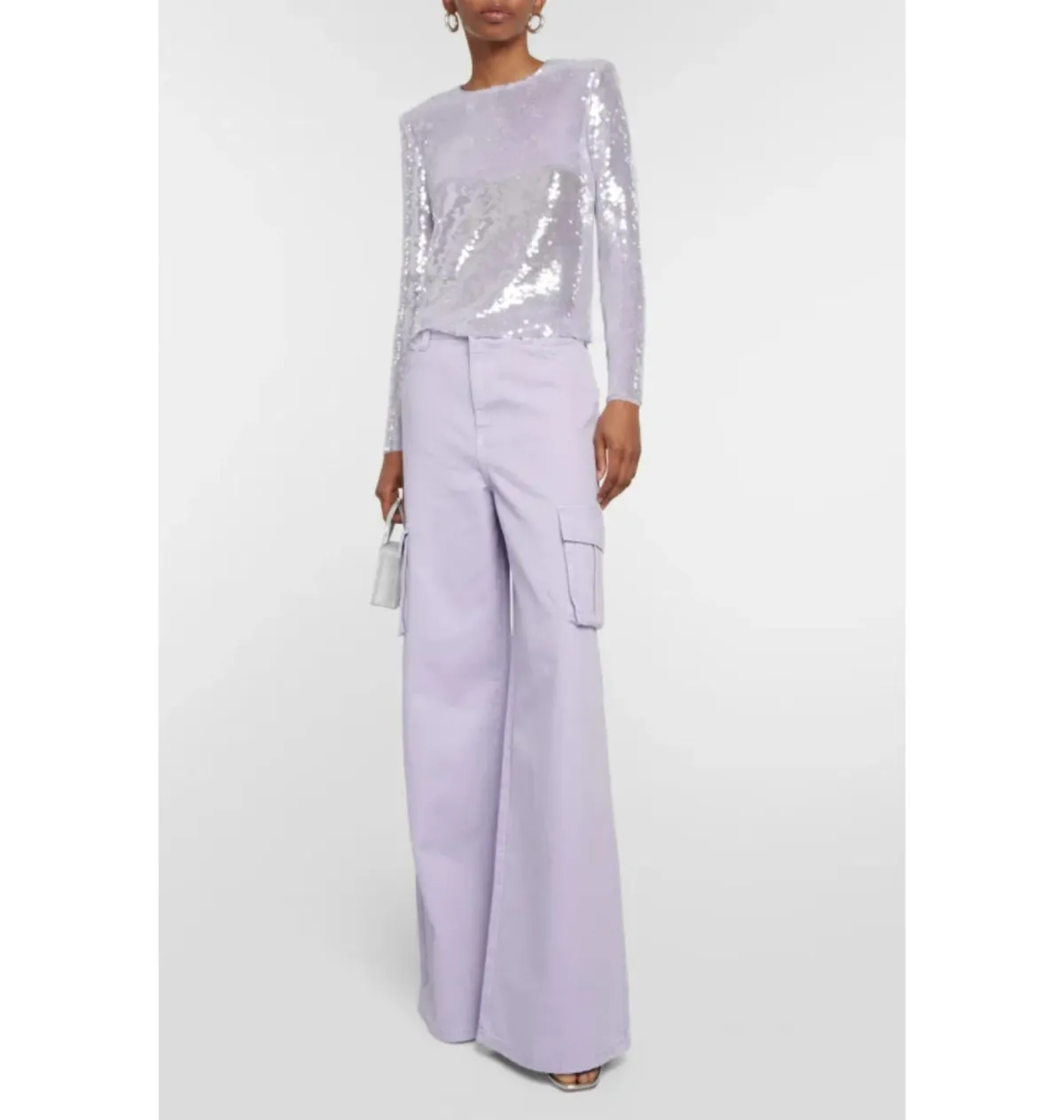 Self Portrait Sequin Top Lilac Size UK 10 - Image 2