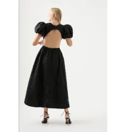 Aje Patina Embroidered Midi Dress Black Size UK 12 for rent on The Volte - image 3