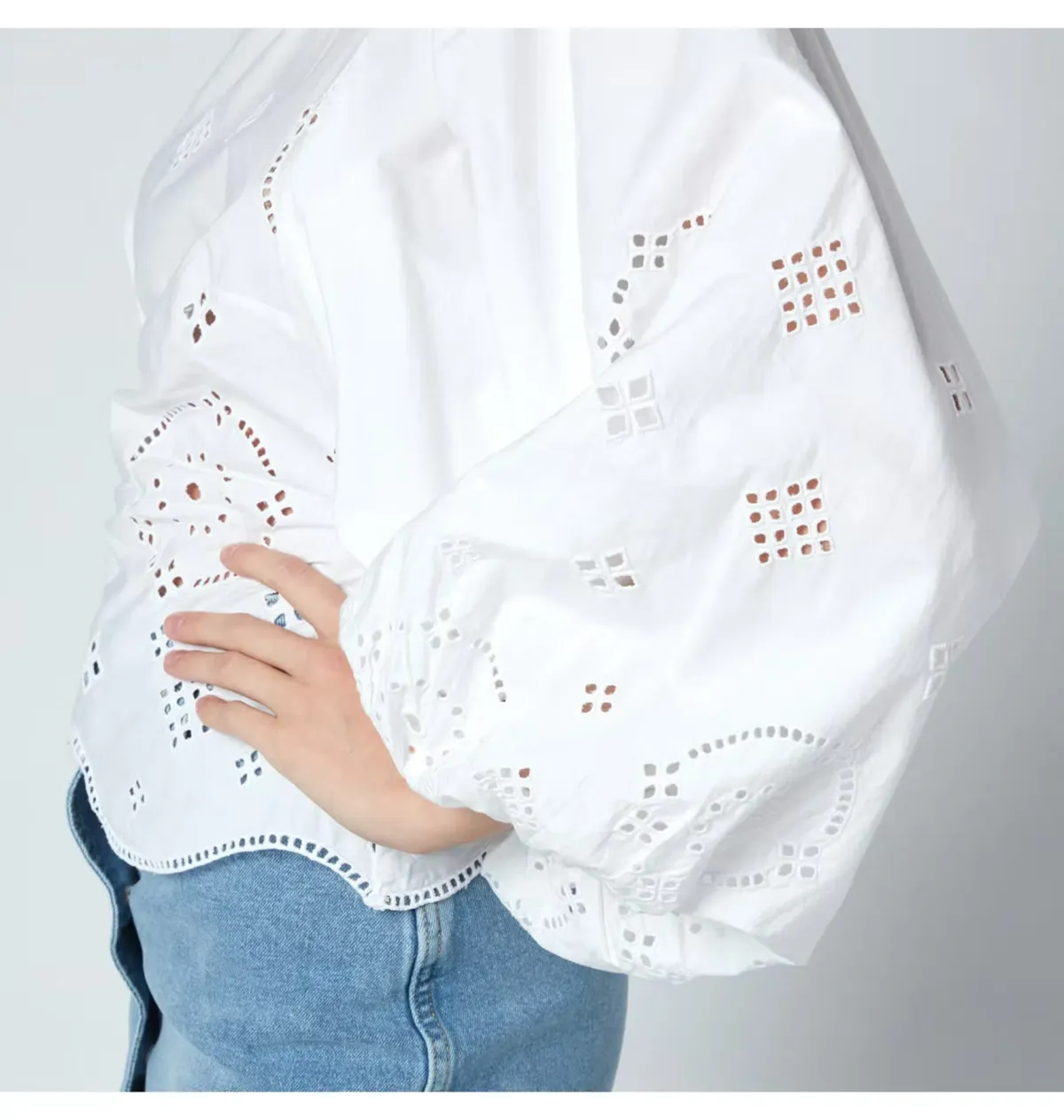 Ganni Broderie Anglais Blouse White Size UK 10 - Image 4