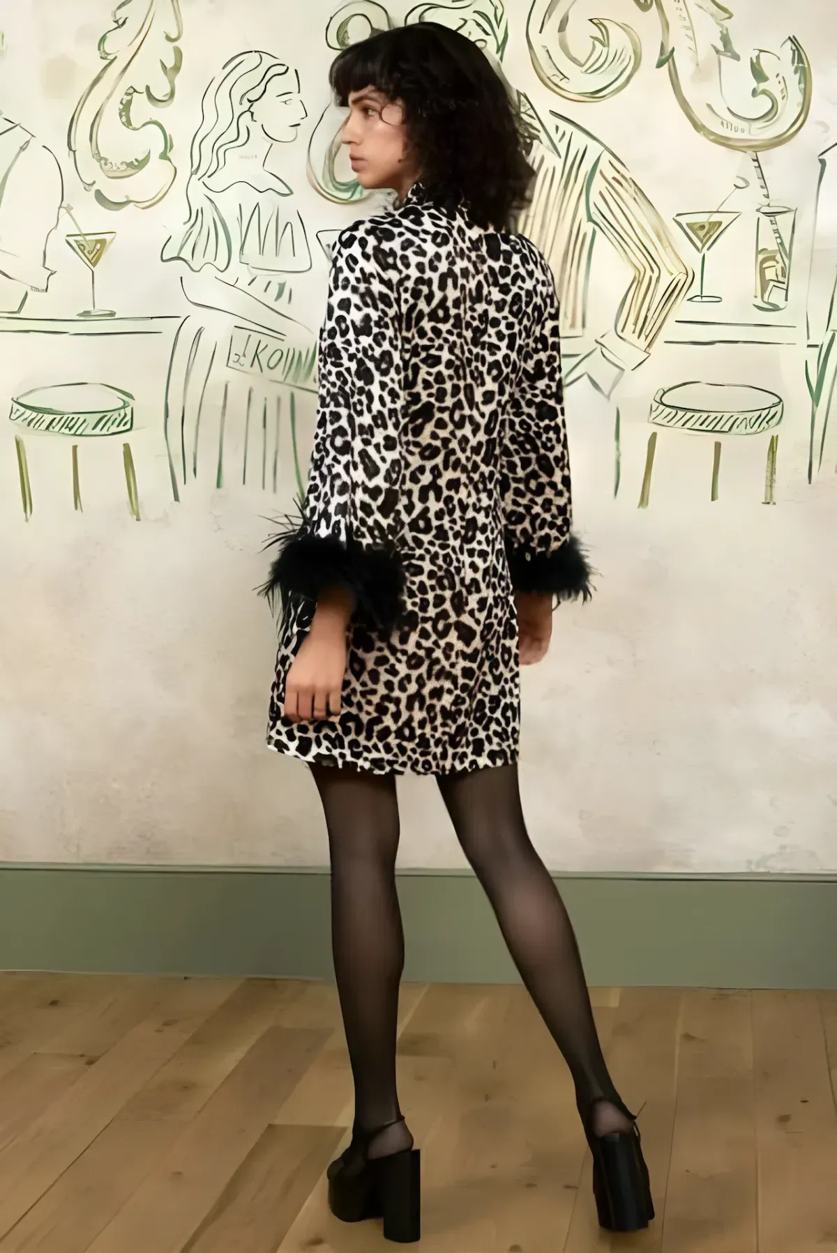 Kitri Kendra Leopard and Feather Mini Dress Print Size UK 12 - Image 2