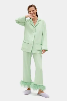 Sleeper Party Pyjama Set with Feathers Mint Green Size M / UK 10 for rent on The Volte - image 1