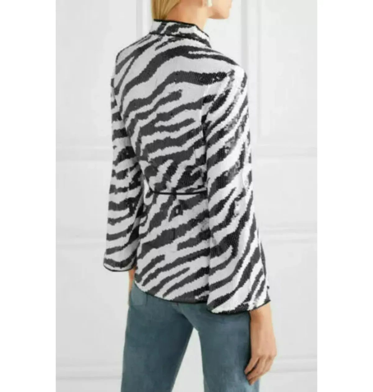 Rixo Zebra Blossom Sequin Top Print Size UK 10 - Image 3