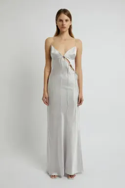 Christopher Esber Slope Tie Silk Maxi Dress Silver Size UK 12 for rent on The Volte - image 1