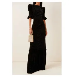 The Vampire’s Wife Night Flight Velvet Glitter Gown Black Size UK 14 for rent on The Volte - image 3