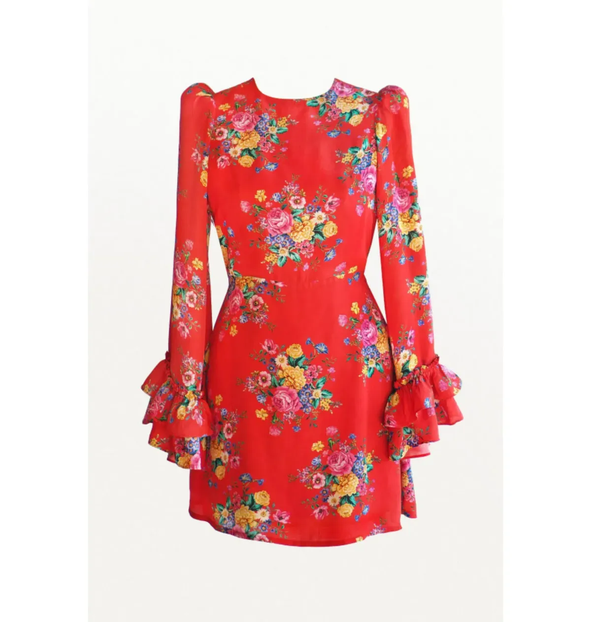 Queens Of Archive Flo Still Life Mini Dress Red Floral Size S / UK 8 - Image 3