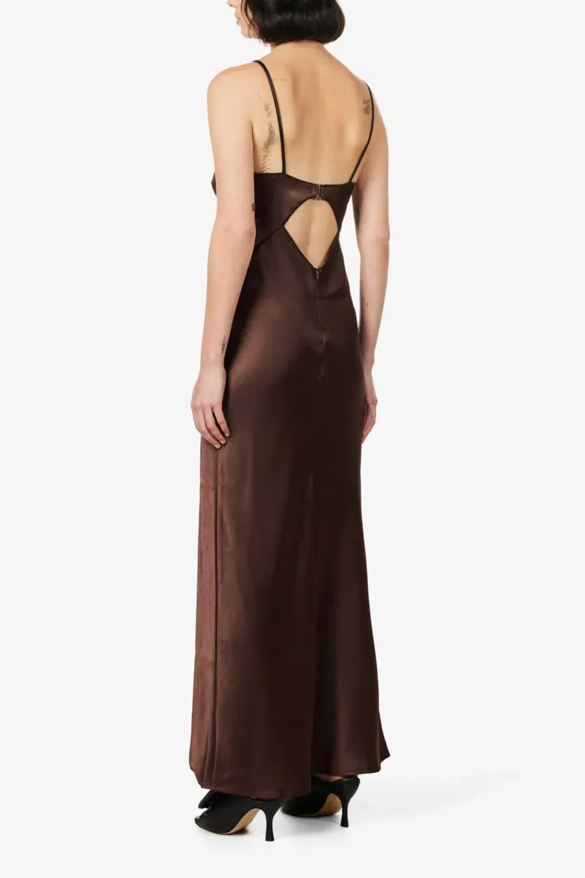 Bec & Bridge Hazel Cut Out Slip Maxi Dress Chocolate Size UK 10 - Image 6