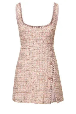Self-Portrait Pink Boucle Mini Dress Size UK 12 for rent on The Volte - image 3