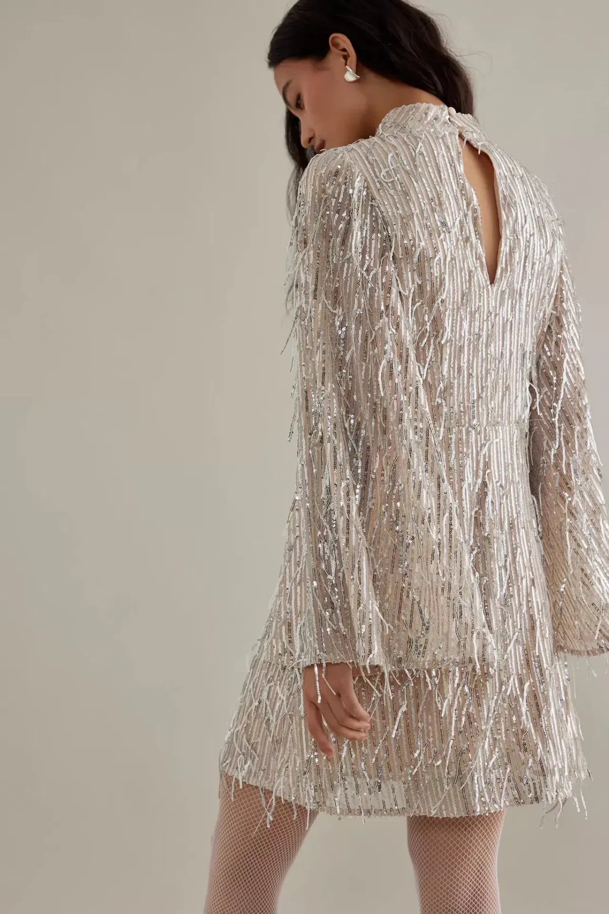 Queens of Archive The Mia Flare Sleeve Mini Dress Sequin Size S / UK 8 - Image 3