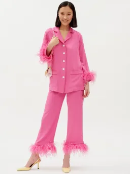 Sleeper Party Double Feathers Pajamas Set Hot Pink Size M / UK 10 for rent on The Volte - image 1