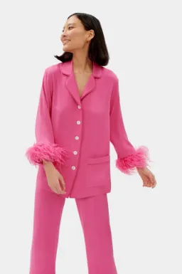 Sleeper Party Double Feathers Pajamas Set Hot Pink Size M / UK 10 for rent on The Volte - image 2