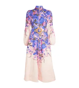 Zimmermann High Tide Buttoned Midi Dress in Purple Ikat Floral Size 1/Au 10 for rent on The Volte - image 3