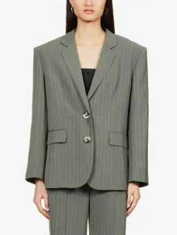Musier Paris Candice Pinstriped Blazer Green Size UK 10 for rent on The Volte - image 2