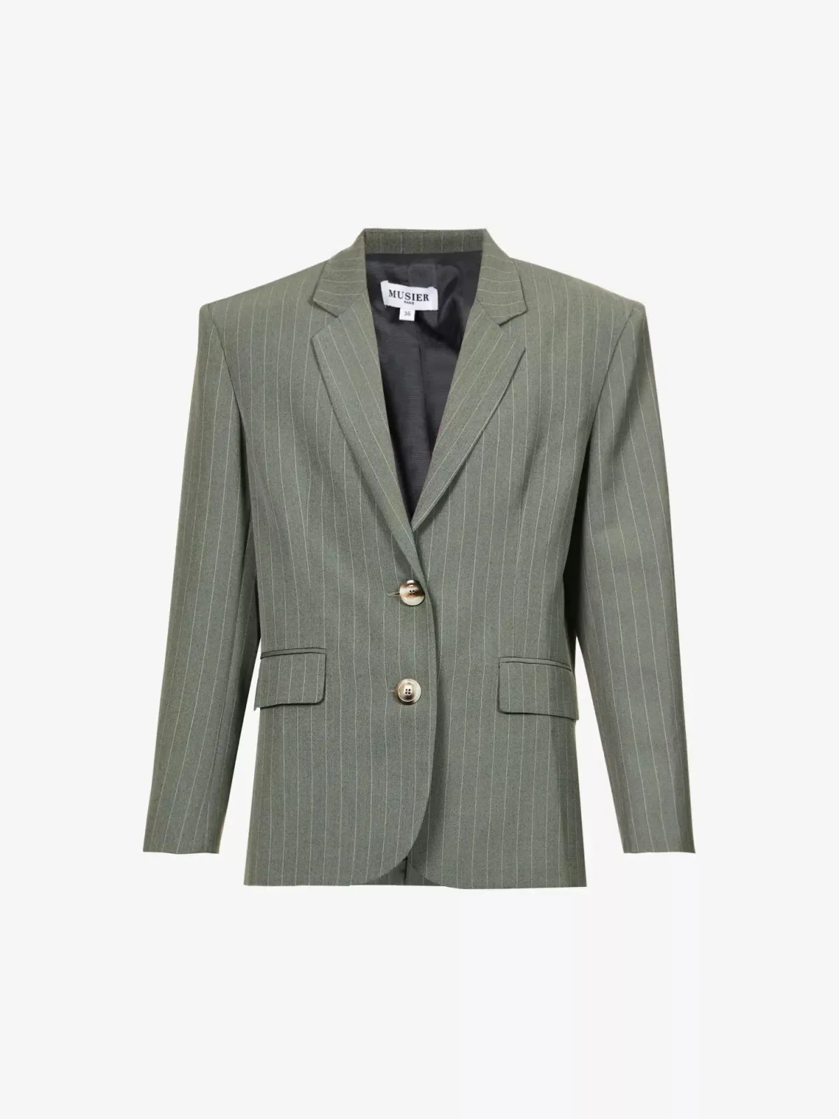Musier Paris Candice Pinstriped Blazer Green Size UK 10 - Image 7