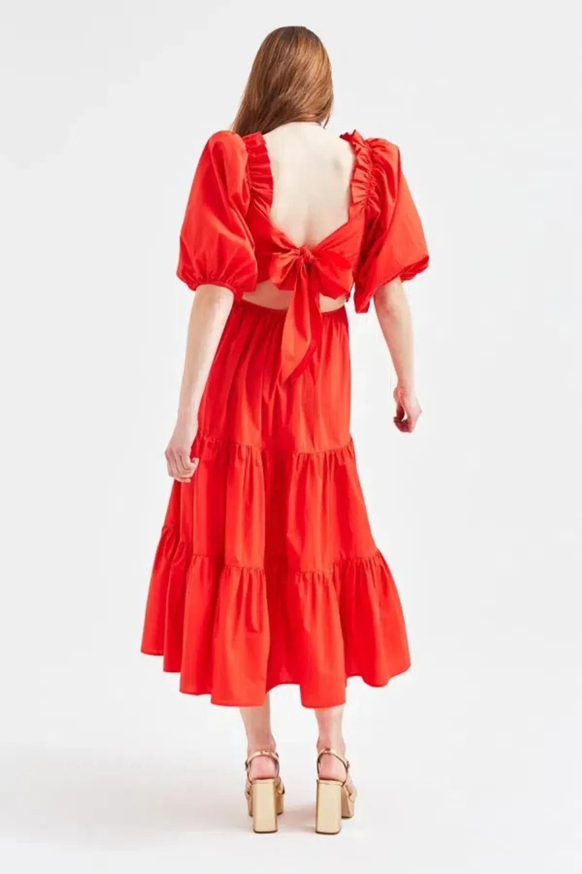 Queens of Archive Frida Midi Dress Red Size UK 10 - Image 3