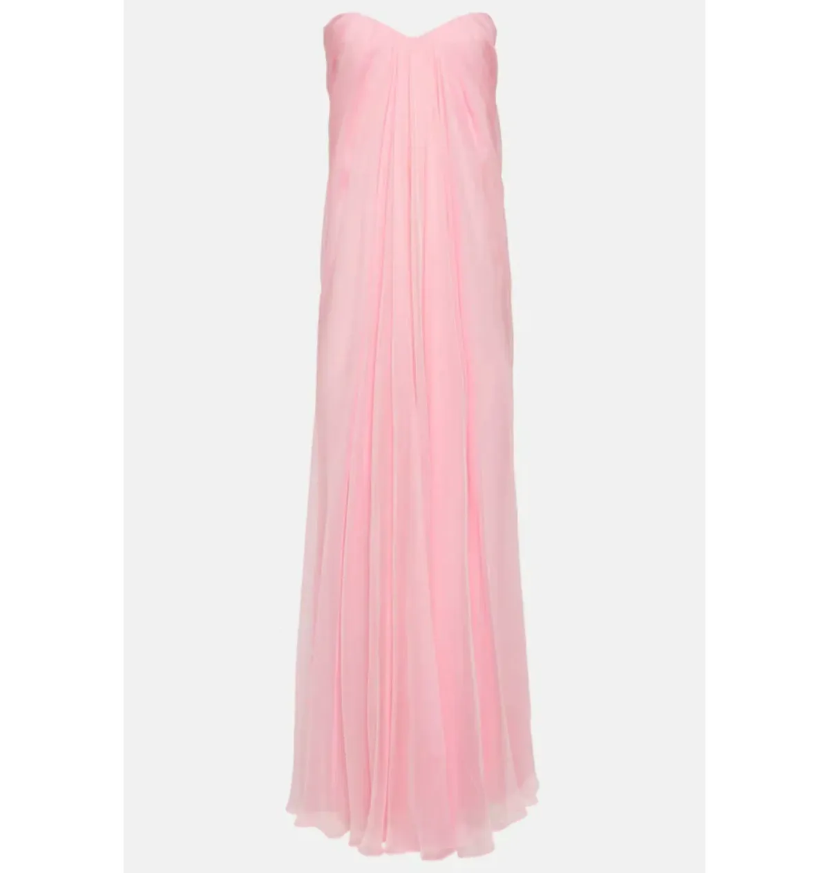 Alexander McQueen Strapless Silk Chiffon Draped Gown Pink Size 12 - Image 4