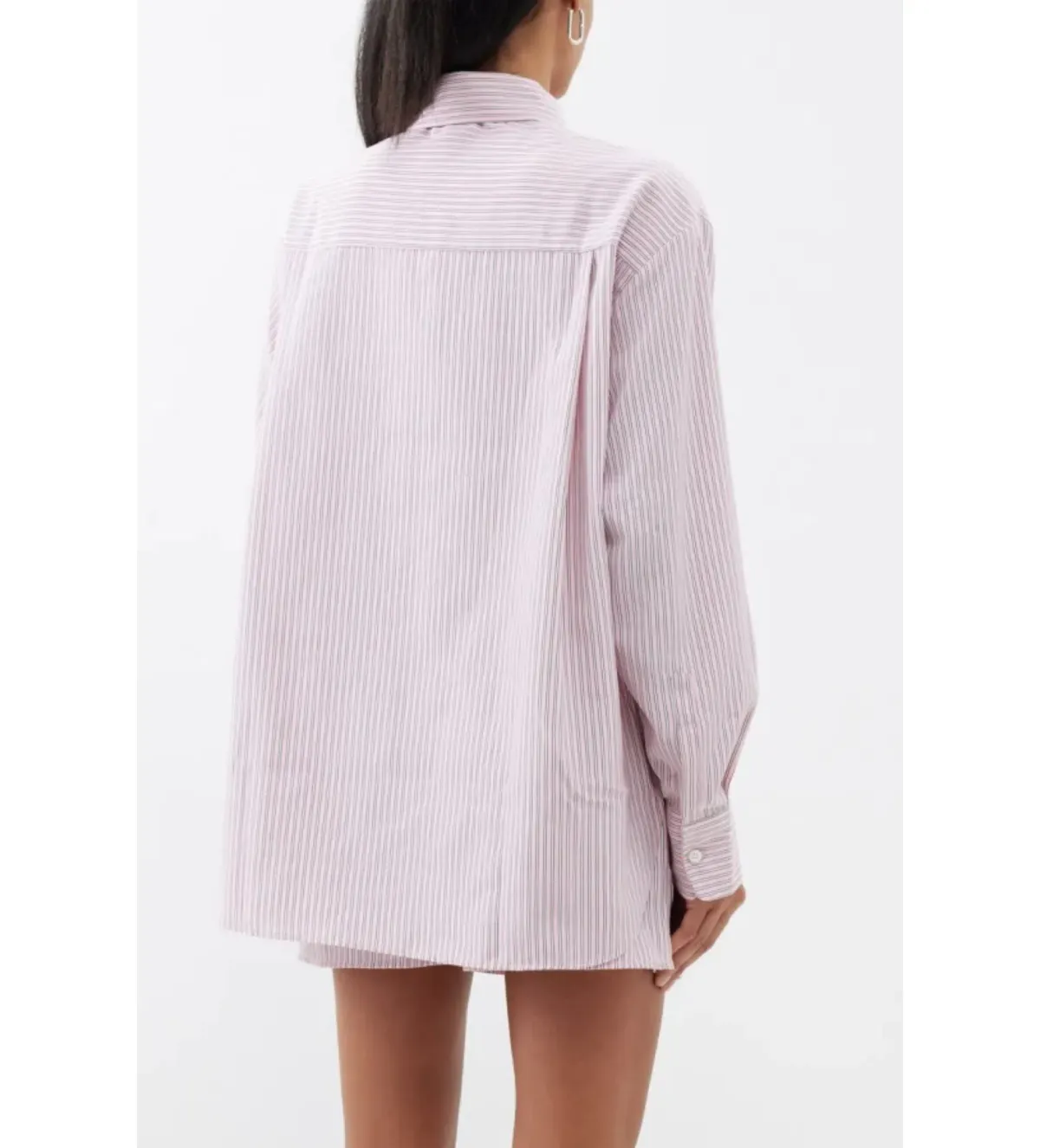 Frankie Shop Lui Striped Shirt and Shorts Pink Twill Size L/UK 12 - Image 4