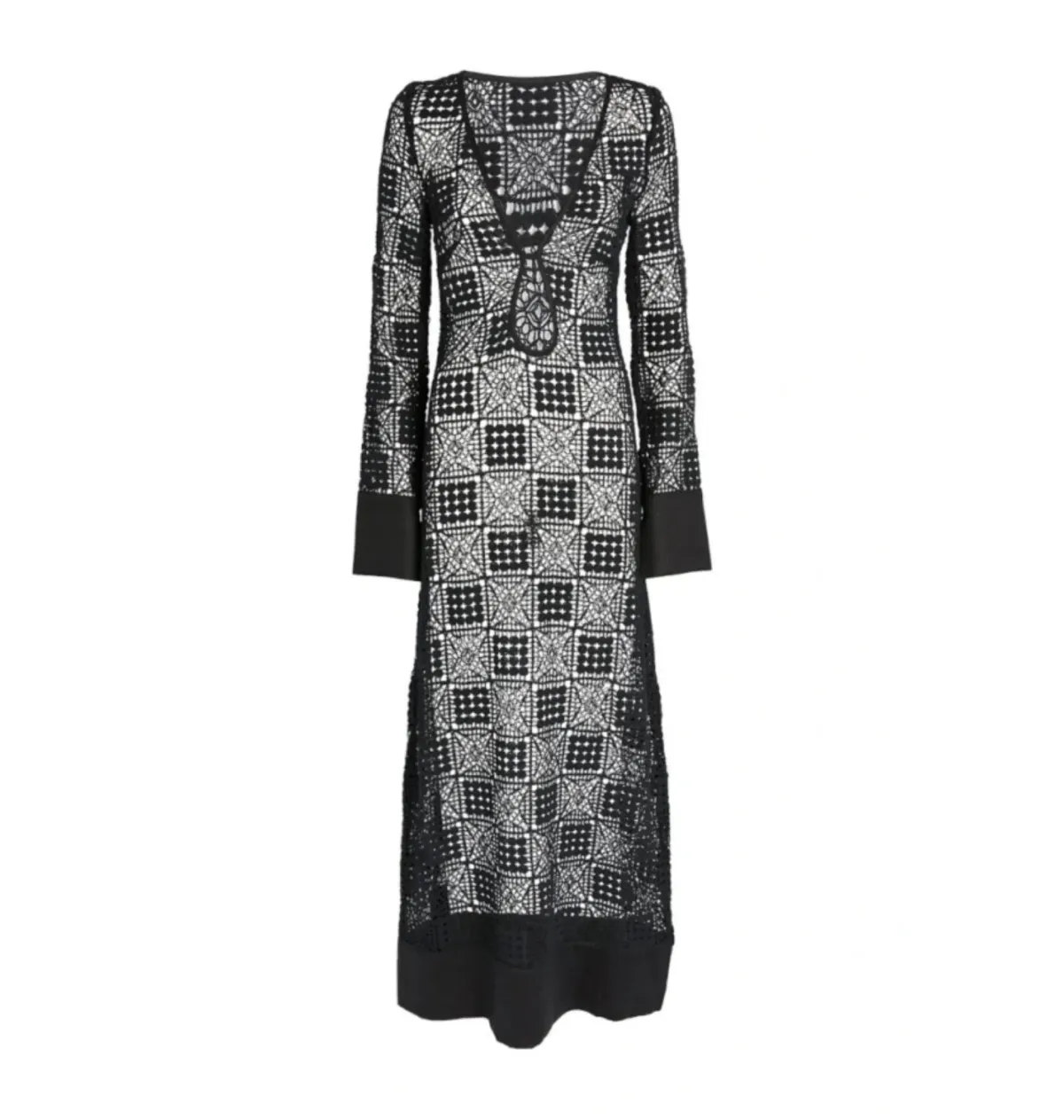 Sir The Label Rayure Crochet Dress Black Size UK 10 - Image 5