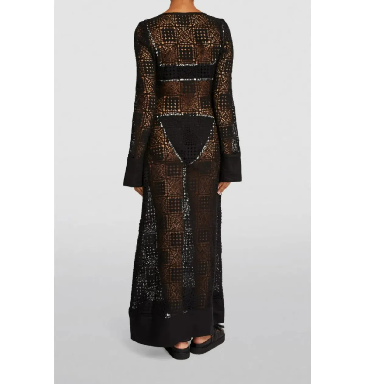 Sir The Label Rayure Crochet Dress Black Size UK 10 - Image 4