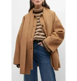 Totême Double Scarf Jacket Camel Size UK 10 for rent on The Volte - image 2