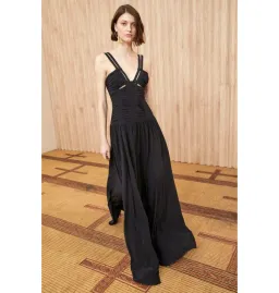 Ulla Johnson Anya Ruched Silk Maxi Gown Black Size UK 12 for rent on The Volte - image 1