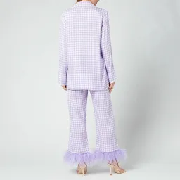 Sleeper Party Gingham Feather Cuff Pajamas Purple Size M / UK 10 for rent on The Volte - image 4