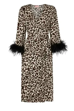 Kitri Aurelie Leopard Feather Wrap Midi Dress Print Size UK 10 for rent on The Volte - image 4