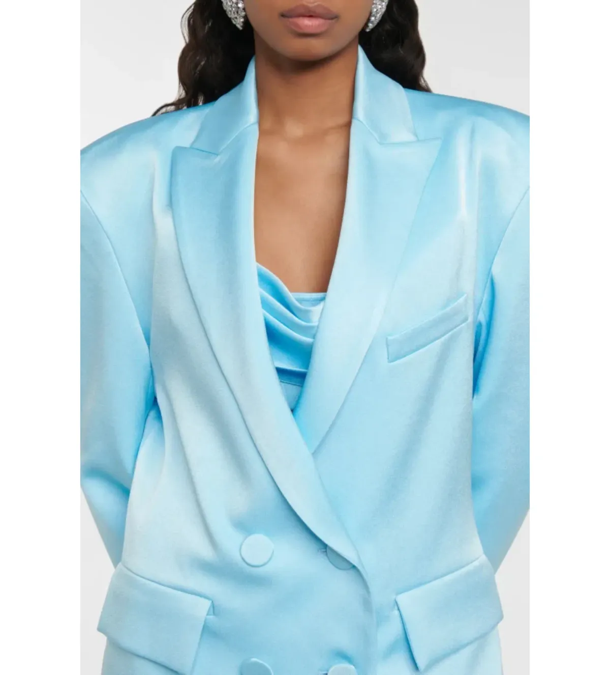 Alex Perry Wells Satin Blazer Blue Size 8 - Image 2