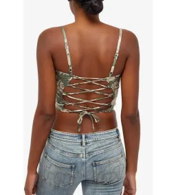 Miaou Venus Silk Corset Top Moss Size L/UK 12 for rent on The Volte - image 3