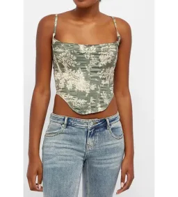 Miaou Venus Silk Corset Top Moss Size L/UK 12 for rent on The Volte - image 1