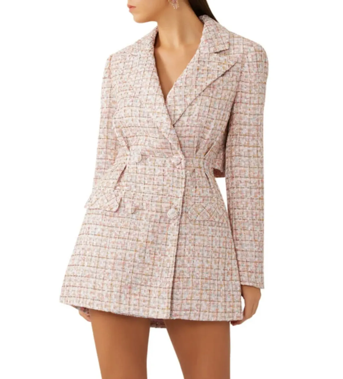 Self-Portrait Bouclé Tweed Mini Dress Size UK 14  - Image 2