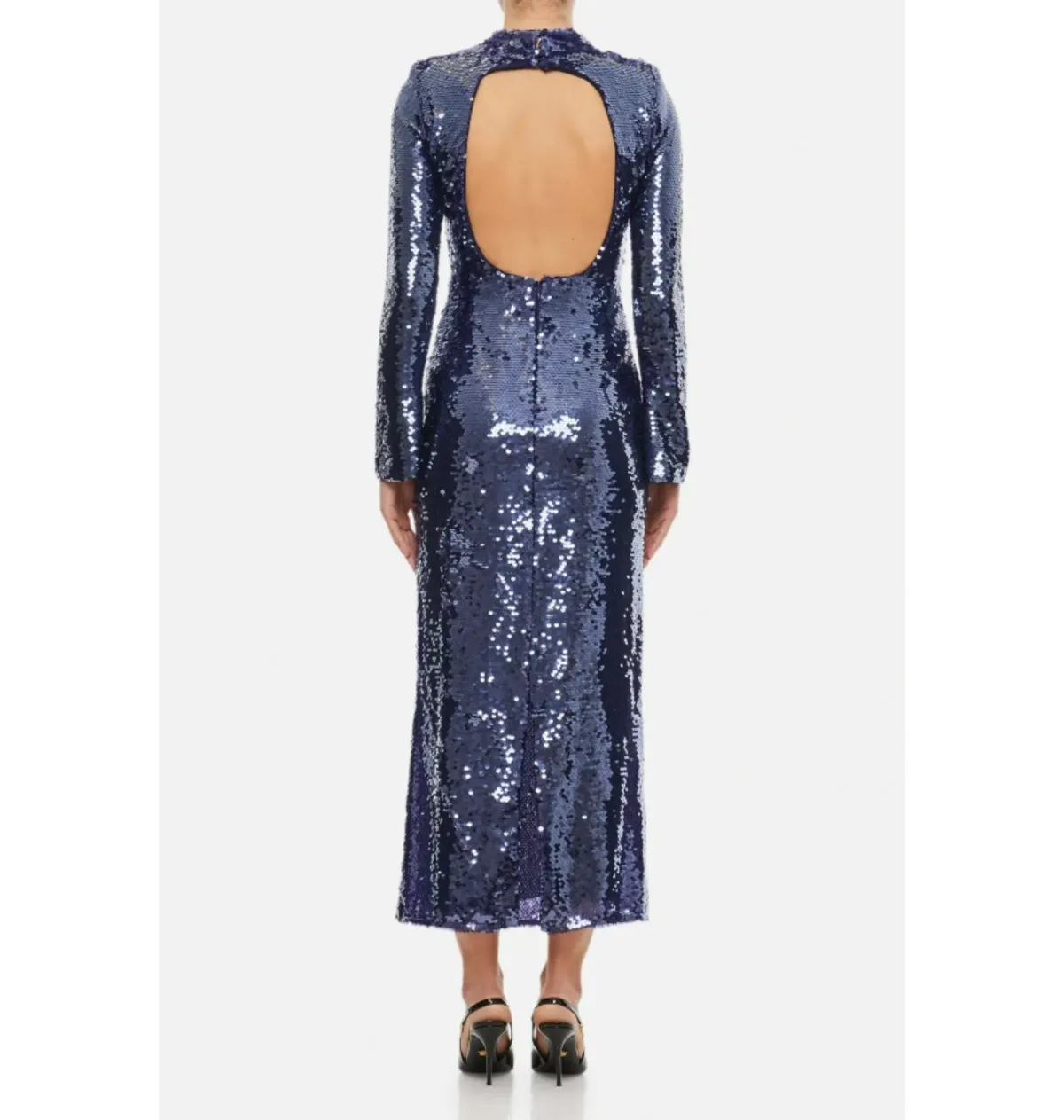 Self Portrait Sequin Maxi Dress Navy Size UK 12 - Image 3