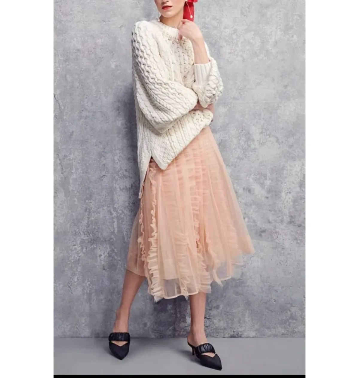 Simone Rocha x H&M Rent Embellished Chunky Knit Cream Size M / UK 10 - Image 1