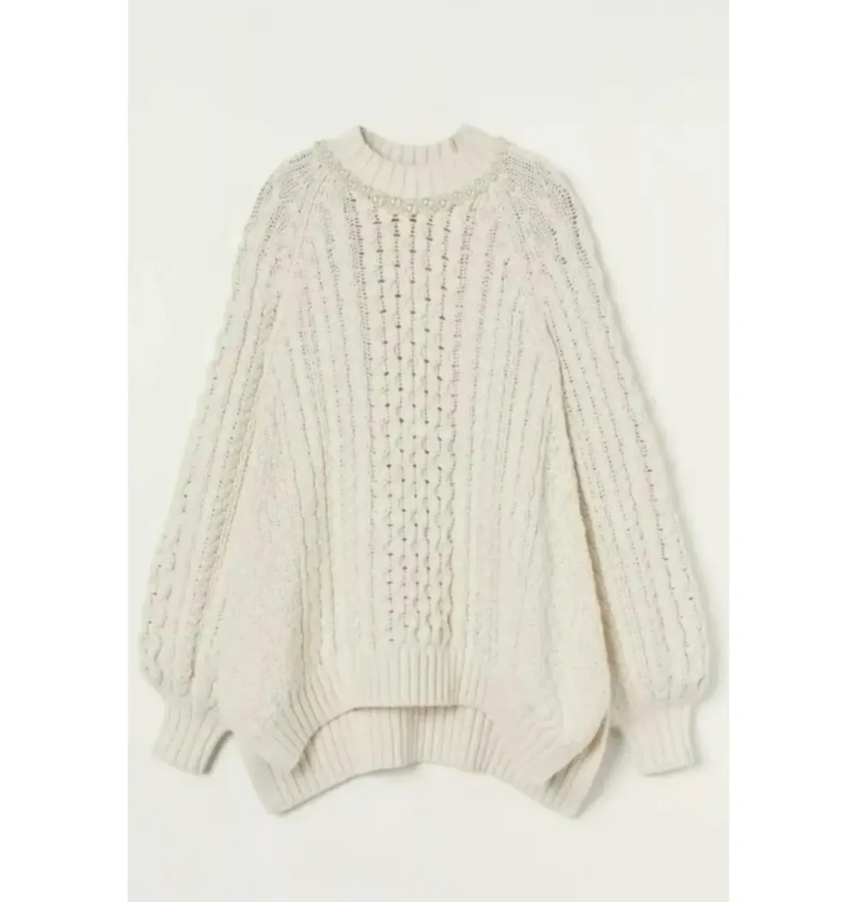 Simone Rocha x H&M Rent Embellished Chunky Knit Cream Size M / UK 10 - Image 4